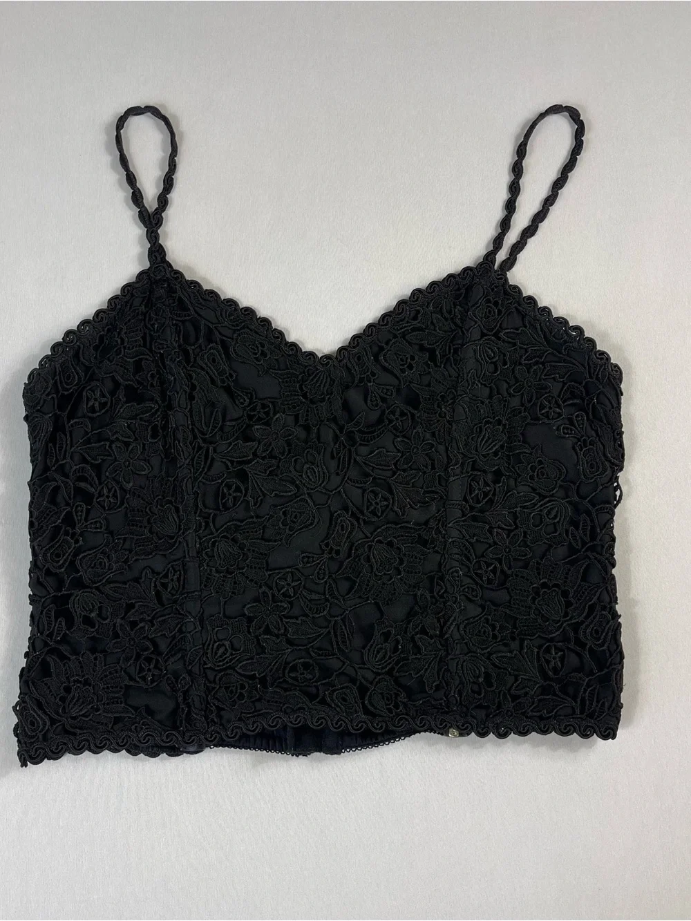 Vintage Neiman Marcus Jonquil by Diane Samandi Black Lace Crop Top Bralette M
